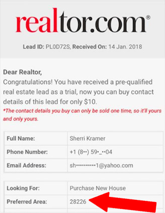 buy real estate leads from realtorcom